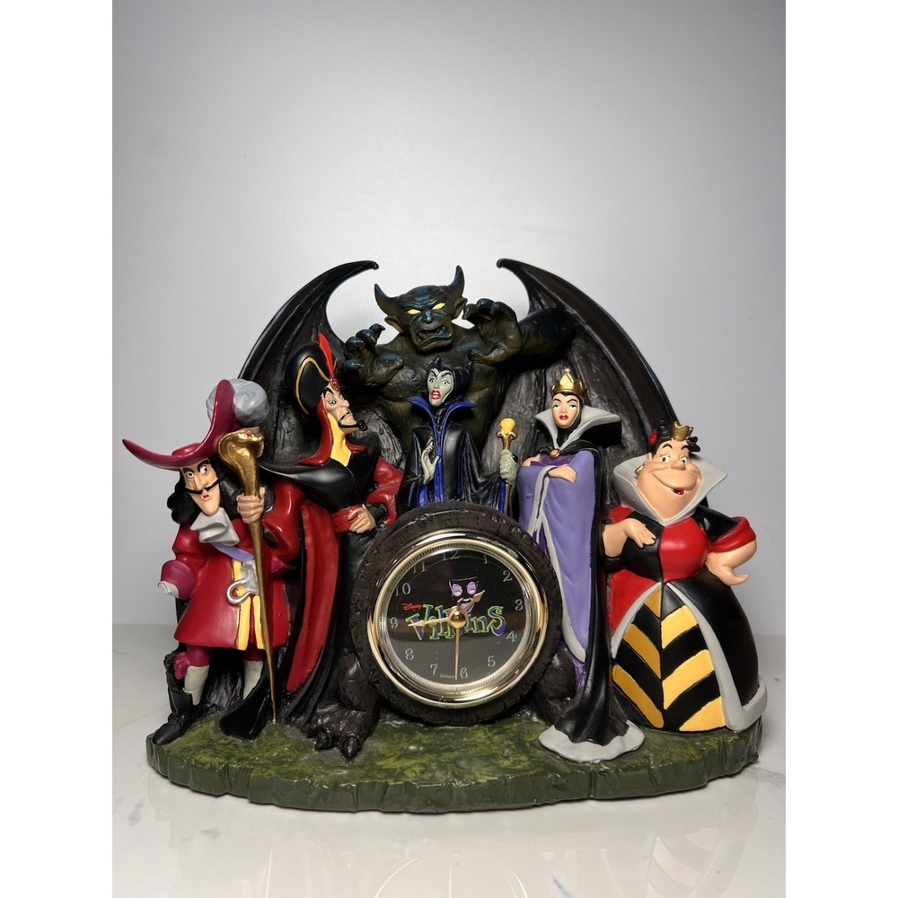 Disney Villains Mantle Desk Clock Hook Maleficent Evil Queen Chernabog Jafar